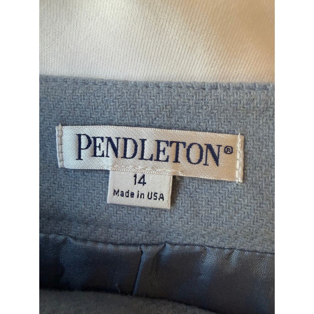 Pendleton Wool Skirt Sz 14 Blue Button Front Quiet Luxury Natural Fiber Vintage - Picture 11 of 15